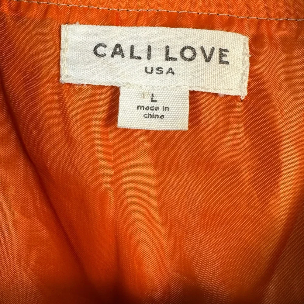 CALI LOVE USA/TAN BLACK BOMBER JACKET FULL ZIP UP - Picture 7 of 14